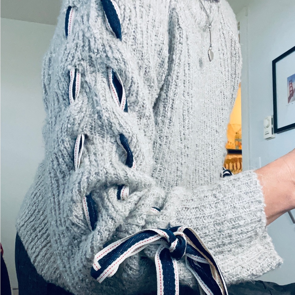 Boho Litz lace ribbon sweater